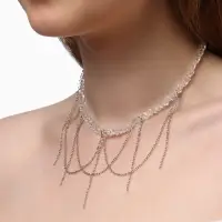 Колье &laquo;Дуга и водопад&raquo;, L=30 см, белое в серебре