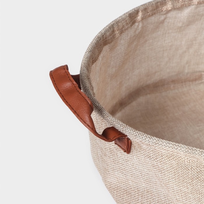 Корзина для хранения с ручками круглая Доляна My Basket, 30×30×13, цвет бежевый Корзина для хранения с ручками круглая Доляна My Basket, 30×30×13, цвет бежевый