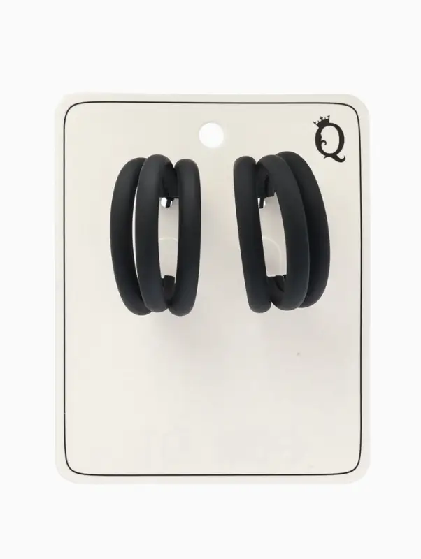Серьги кольца тройные QF &laquo;Боттега&raquo;, d=3.5, чёрные