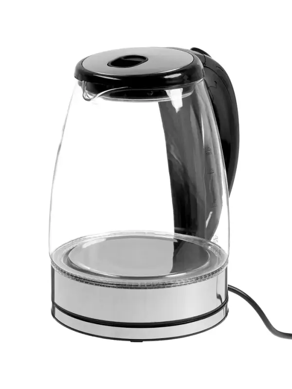 Чайник электрический Luazon LSK-1802, стекло, 1.8 л, 1500 Вт, подсветка, черно-стальной