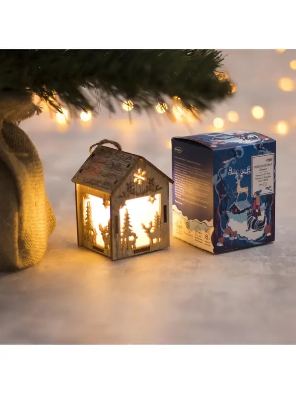 Ёлочная игрушка &laquo;Домик с оленем&raquo;, 8&times;5&times;6 см, 1 LED, от батареек, свечение тёплое белое
