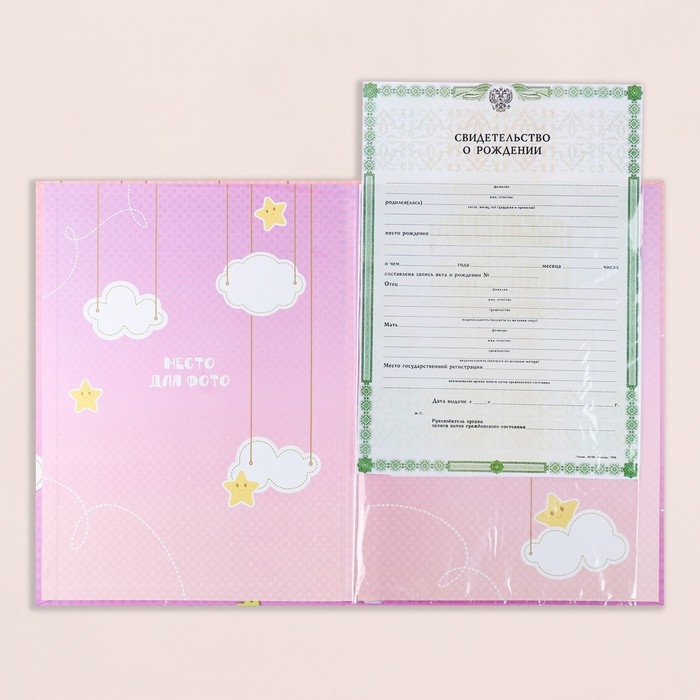 Свидетельство о рождении Свидетельство о рождении "Цветочек" тиснение, А4