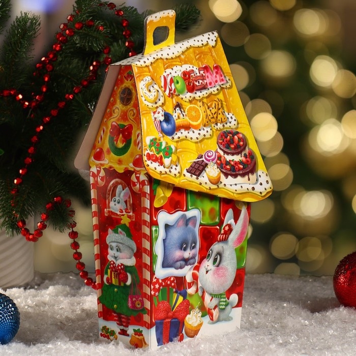 Новый год. Подарочная коробка Новый год. Подарочная коробка "Мармелад", дом сказочный, 14,3 х 7,2 х 28,5 см.