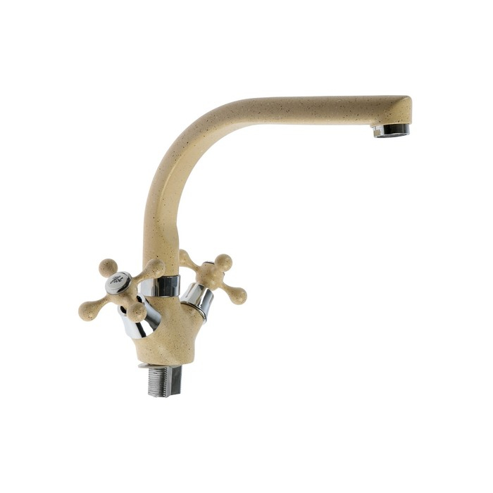 Cмеситель для кухни Cмеситель для кухни "Эверест" B69-659, двухвентильный, высокий излив, на гайке, бежевый