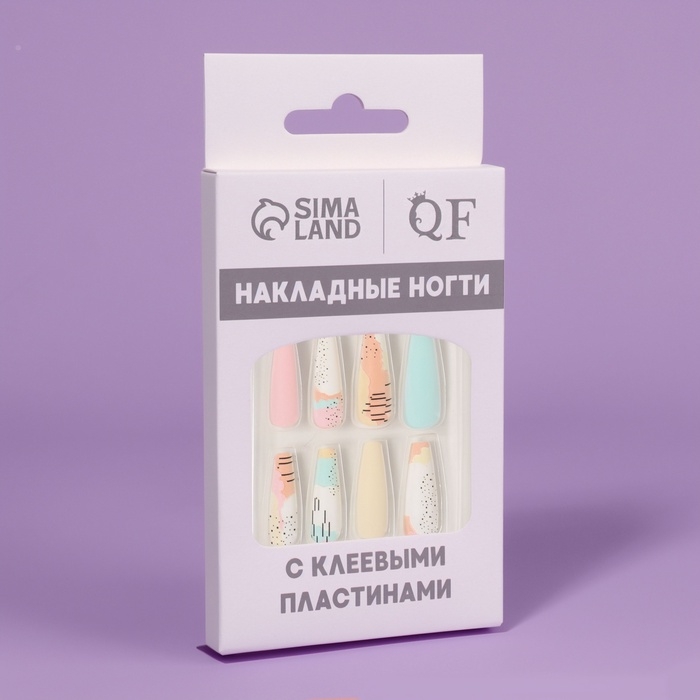 Ногти накладные с кл пластинами 12шт Абстракция балерина разноцв к/кор QF Ногти накладные с кл пластинами 12шт Абстракция балерина разноцв к/кор QF
