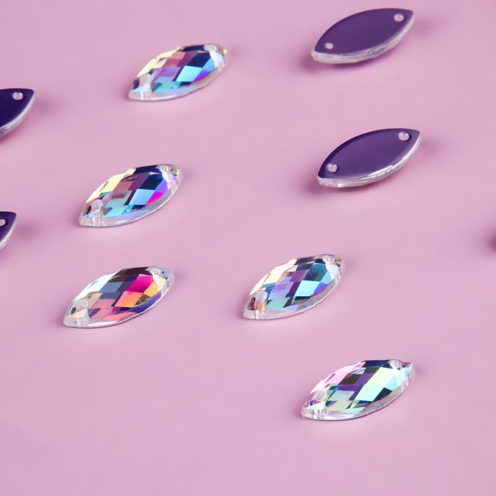 Стразы пришивные «Лепесток», из органического стекла, с голографией, 7 × 15 мм, 50 шт Стразы пришивные «Лепесток», из органического стекла, с голографией, 7 × 15 мм, 50 шт
