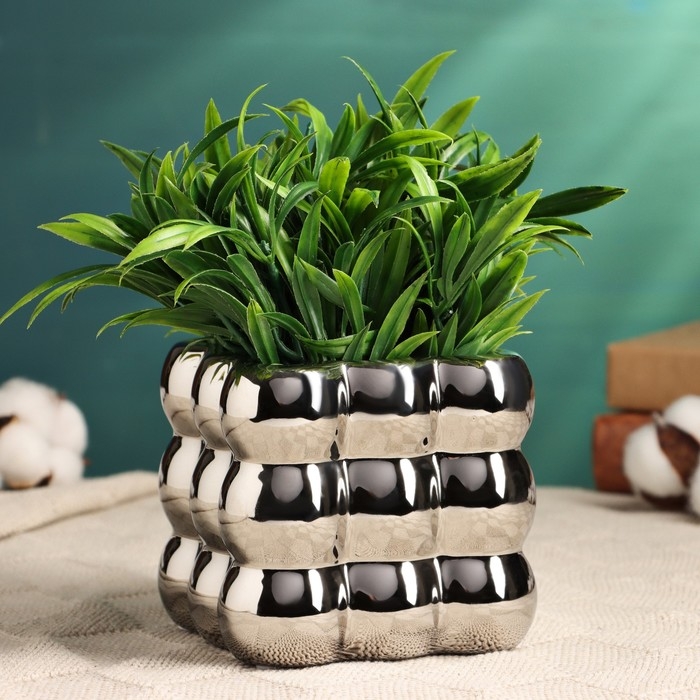 Кашпо - ваза  Кашпо - ваза "Люмьер" серебро, 10х10см