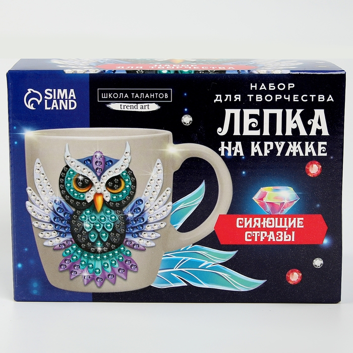 Набор для декора кружки полимерной глиной. Лепка на кружке «Ночная сова», со стразами Набор для декора кружки полимерной глиной. Лепка на кружке «Ночная сова», со стразами