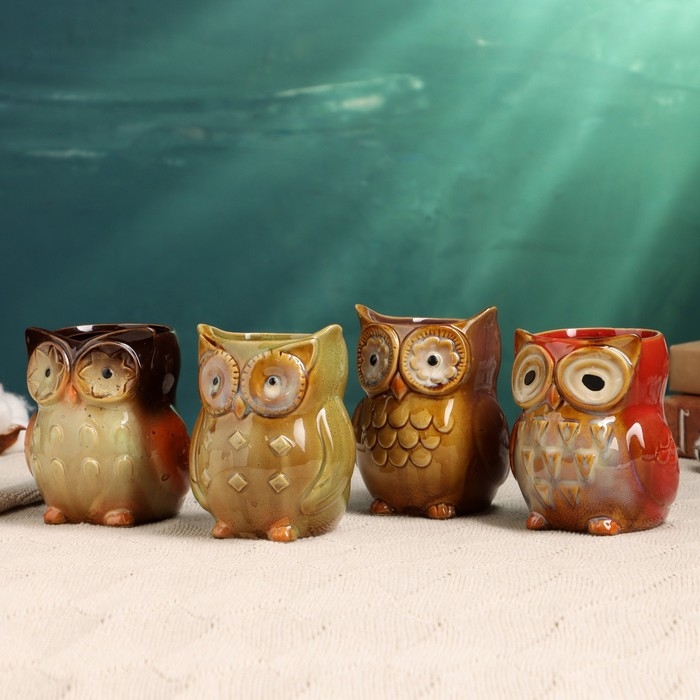 Набор кашпо  Набор кашпо "Филин" 10х8х8см, МИКС