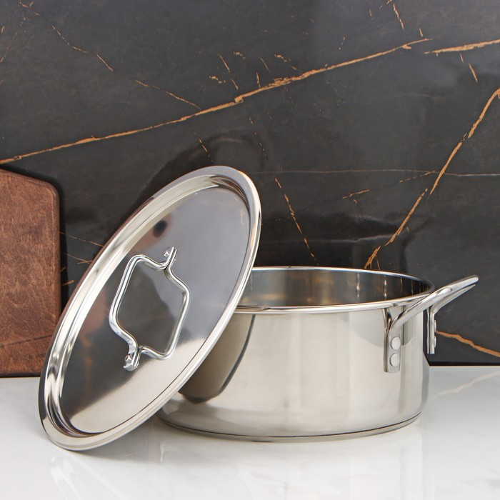 Кастрюля «Общепит», 8 л, d=30 см, h=12 см, металлическая крышка, с теплораспределительным слоем, индукция Кастрюля «Общепит», 8 л, d=30 см, h=12 см, металлическая крышка, с теплораспределительным слоем, индукция