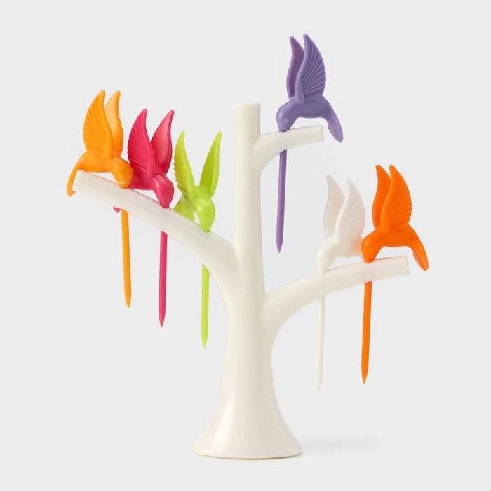 Набор для канапе «Птицы», на подставке, 6 шпажек, цвет МИКС Набор для канапе «Птицы», на подставке, 6 шпажек, цвет МИКС