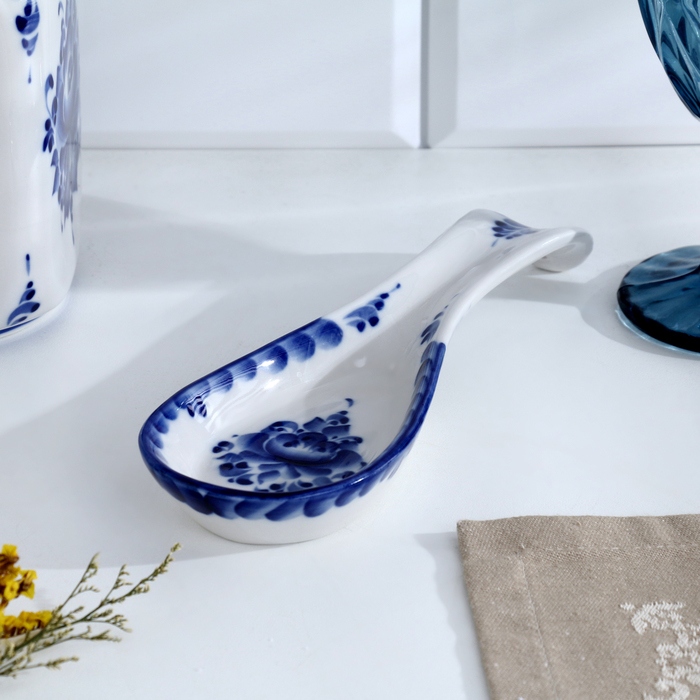 Подставка - ложка «Цветок», 6х23,5 см, гжель Подставка - ложка «Цветок», 6х23,5 см, гжель