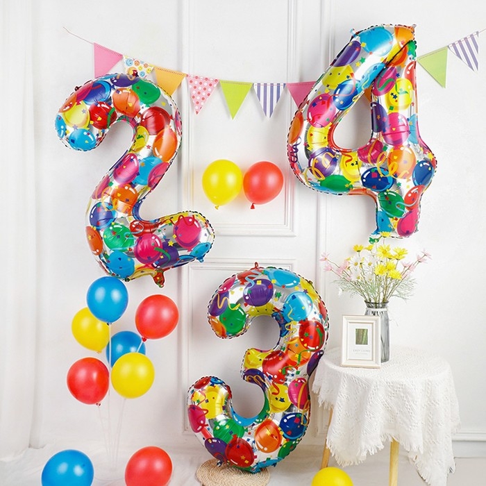 Шар фольгированный 40" &laquo;Цифра 3&raquo;, яркие шары