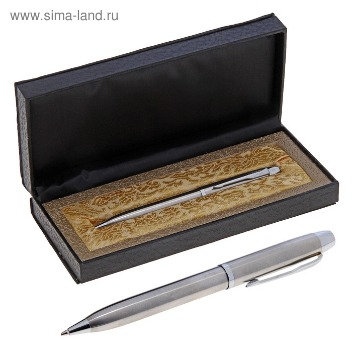 Ручка подарочная, шариковая  Ручка подарочная, шариковая "Стиль" в кожзам футляре, серебристый