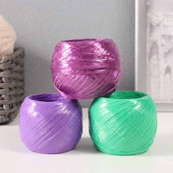 Пряжа Пряжа "Для вязания мочалок" 100% полипропилен 200м/50±10 гр клубок (набор 3 шт МИКС #10)