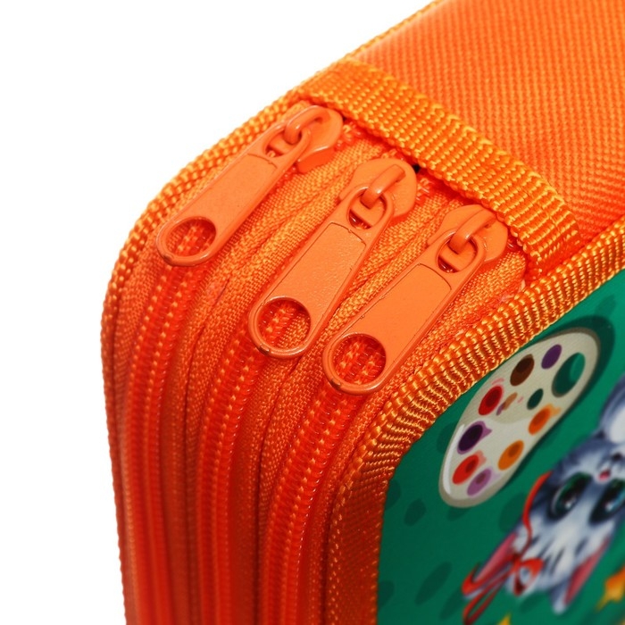 Пенал 3 секции, 125 х 205 х 55 мм, Calligrata 30П26/3 Пенал 3 секции, 125 х 205 х 55 мм, Calligrata 30П26/3 "Зверята", ламинированный картон