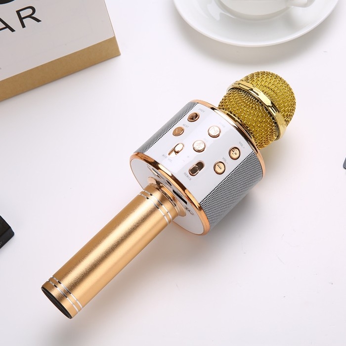 Микрофон для караоке Luazon LZZ-56, WS-858, 1800 мАч, жёлтый Микрофон для караоке Luazon LZZ-56, WS-858, 1800 мАч, жёлтый