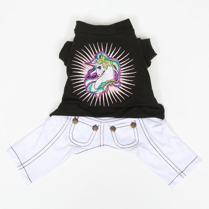 Комбинезон Комбинезон "Единорог", размер 10 (ДС 25 см, ОГ 34 см, ОШ 24 см), чёрно-белый