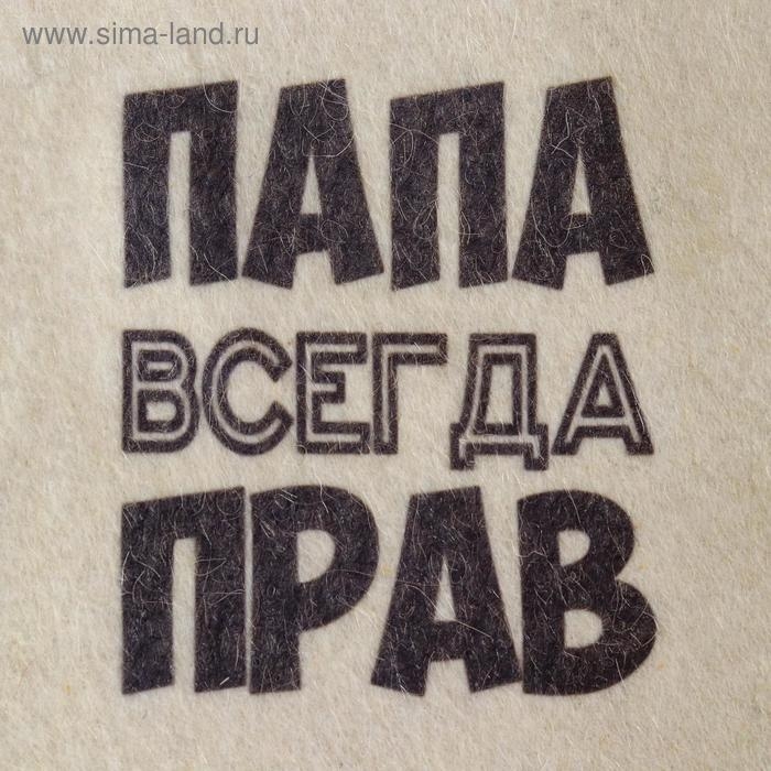 Шапка для бани  Шапка для бани "Папа всегда прав" с принтом, белая