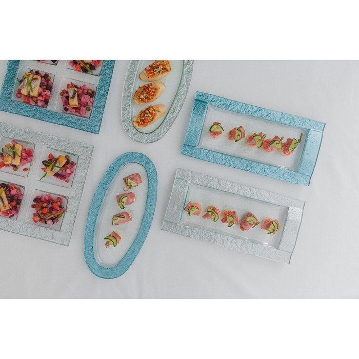 Блюдо стеклянное сервировочное «Сияние», 32×16×2,5 см, цвет серебряный