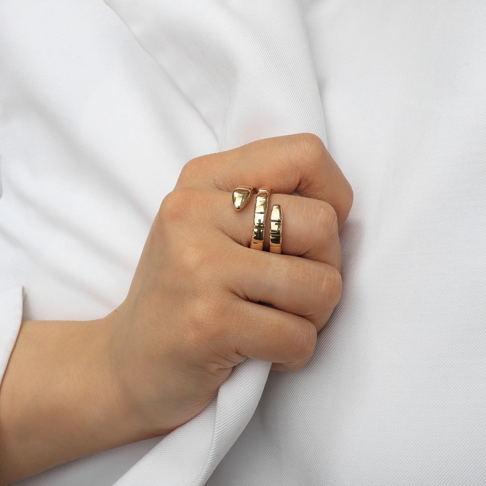 Кольцо металл «Змея» тренд, цвет золото, размер 17