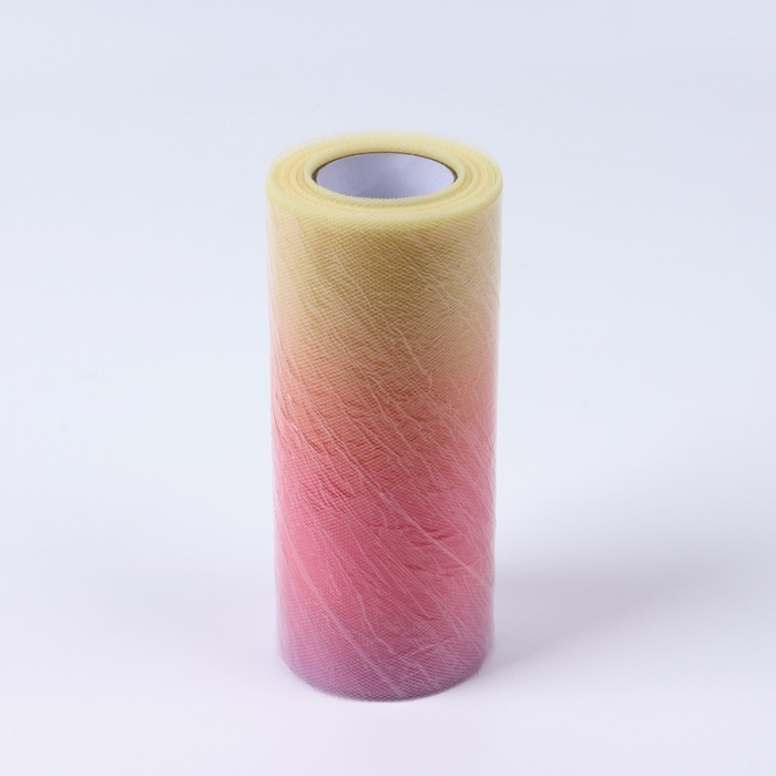Фатин, 15 см, 11 ± 1 г/кв.м, 23 ± 1 м, цвет розово-жёлтый градиент №1 Фатин, 15 см, 11 ± 1 г/кв.м, 23 ± 1 м, цвет розово-жёлтый градиент №1