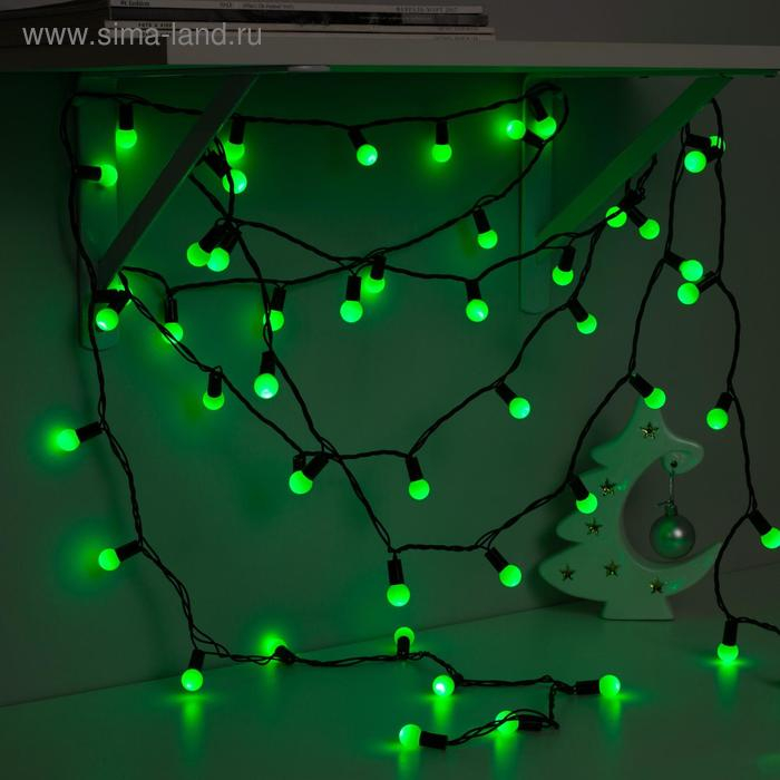 Гирлянда «Нить» 10 м с насадками «Шарики 1.5 см», IP44, тёмная нить, 100 LED, свечение зелёное, 8 режимов, 220 В Гирлянда «Нить» 10 м с насадками «Шарики 1.5 см», IP44, тёмная нить, 100 LED, свечение зелёное, 8 режимов, 220 В