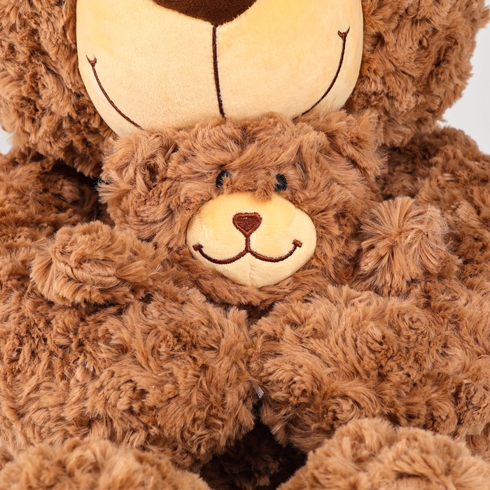 Мягкая игрушка «Медведь», с медвежонком, 65 см, цвет коричневый