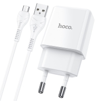 Сетевое зарядное устройство Hoco N9, USB - 2.1 А, кабель microUSB 1 м, белый