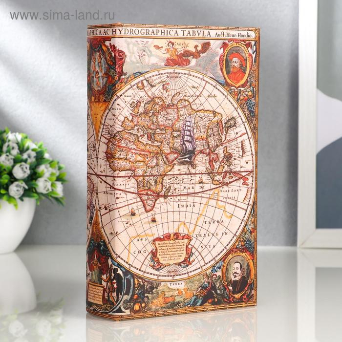 Сейф-книга дерево  Сейф-книга дерево "Морской путь, карта" кожзам 21х13х5 см