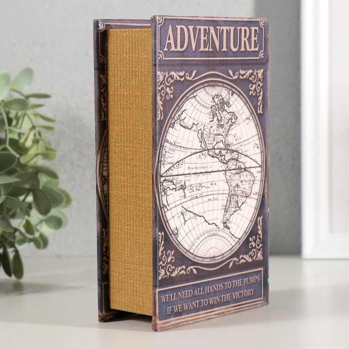 Сейф-книга дерево кожзам  Сейф-книга дерево кожзам "Приключения. Карта" 17х11х5 см