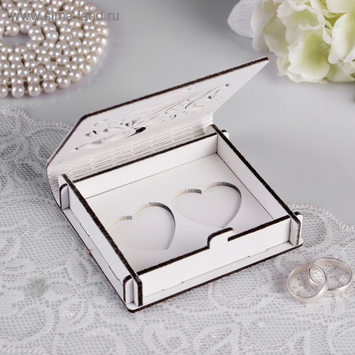 Шкатулка под кольца Шкатулка под кольца "Хохлома", белый, 10х9,5х2,6 см