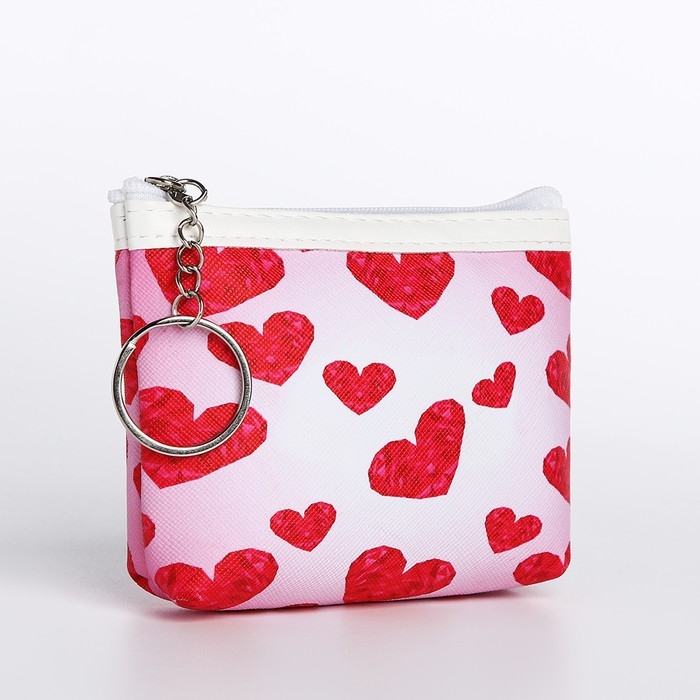 Кошелёк женский на молнии, цвет белый/розовый/красный Кошелёк женский на молнии, цвет белый/розовый/красный