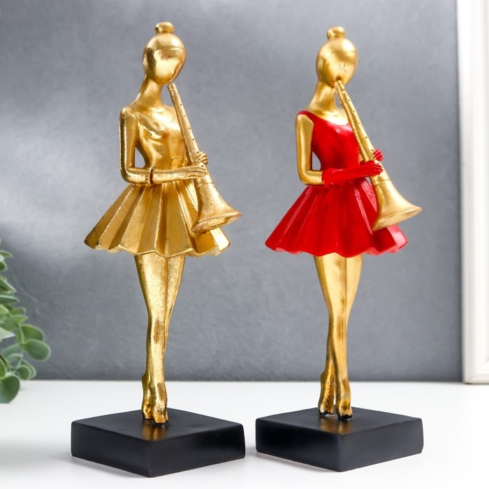 Сувенир полистоун  Сувенир полистоун "Девушка с духовым инструментом" МИКС 25х8х9,5 см