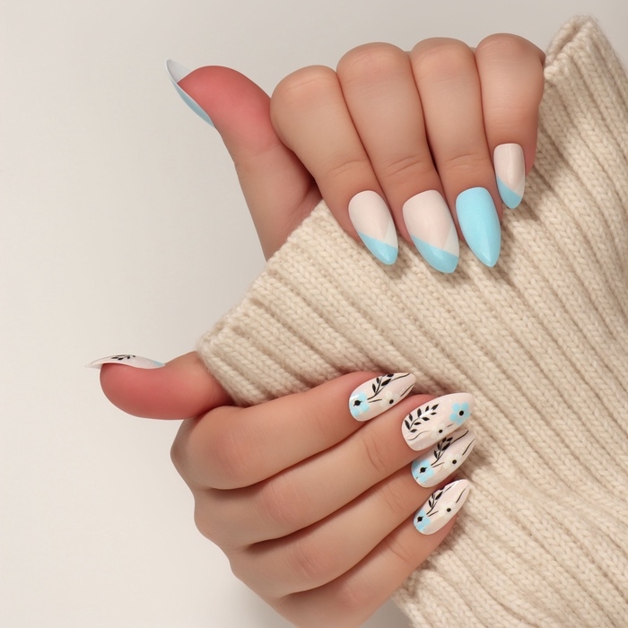 Накладные ногти &laquo;Нежная весна&raquo;, 12 шт, с клеевыми пластинами, форма миндаль, разноцветные