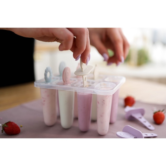 Форма для мороженого Доляна «Леденец», 15×12×12 см, 8 ячеек, цвет МИКС Форма для мороженого Доляна «Леденец», 15×12×12 см, 8 ячеек, цвет МИКС