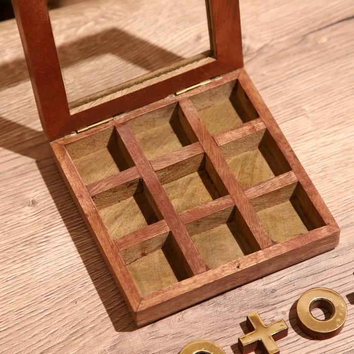 Игра настольная  Игра настольная "Крестики-нолики" 13х13 см, манговое дерево, латунь