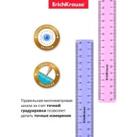 Набор линеек 4 штуки, 15 см, ErichKrause "Pastel", МИКС, zip-пакет в ПОДАРОК!