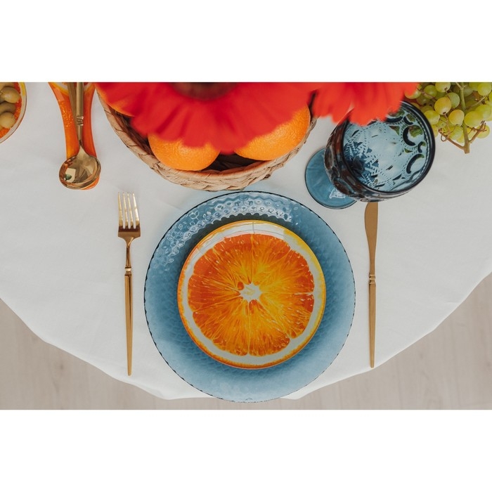 Салатник стеклянный Доляна «Сочный апельсин», 720 мл, 18,4×5 cм, цвет оранжевый