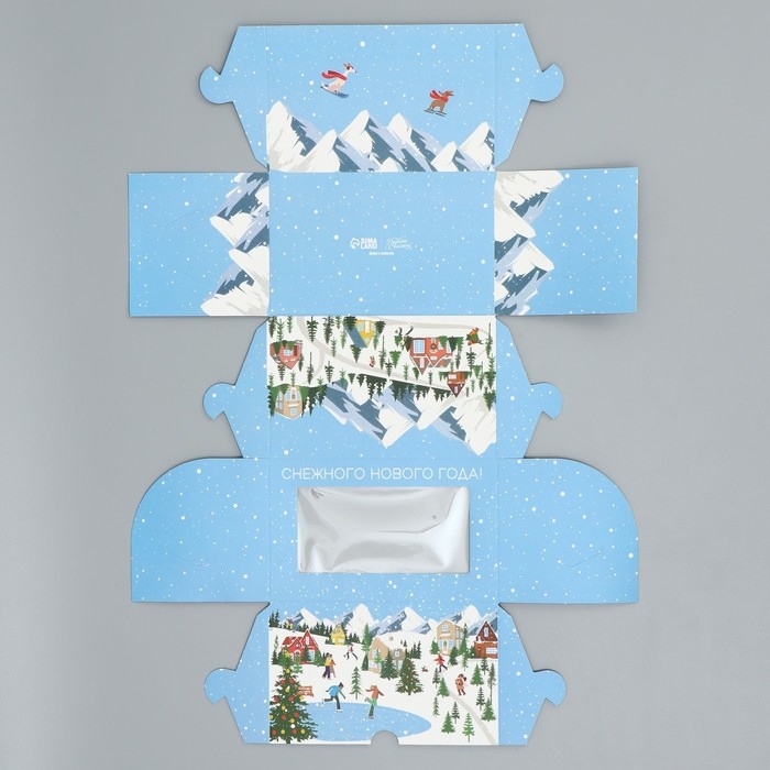 Коробка складная с двусторонним нанесением «Снежного Нового года», 16 х 10 х 10 см, Новый год Коробка складная с двусторонним нанесением «Снежного Нового года», 16 х 10 х 10 см, Новый год
