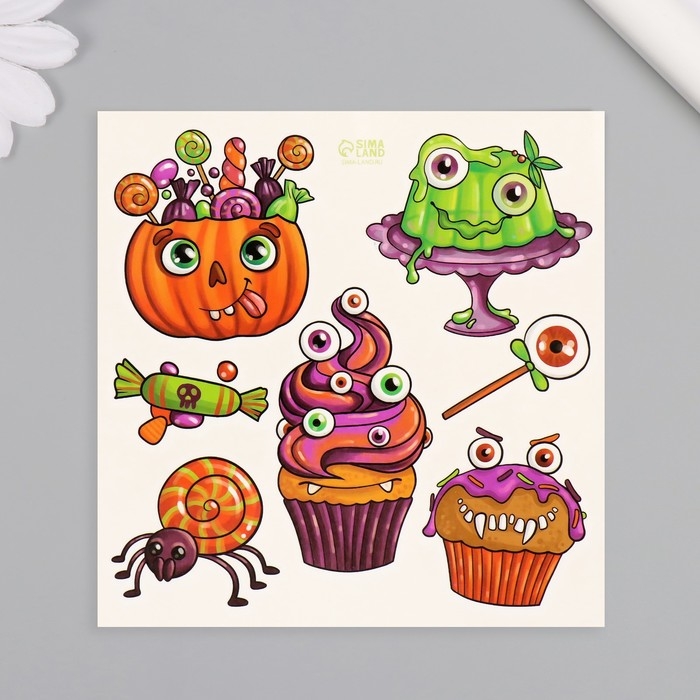 Татуировка на тело цветная Татуировка на тело цветная "Ужасные сладости" 10х10 см