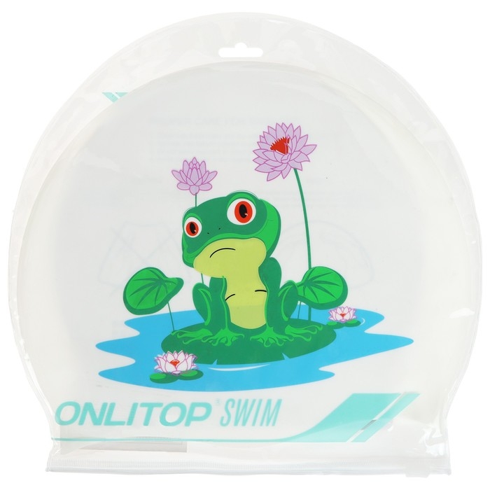 Шапочка для плавания детская ONLITOP «Лягушонок на кувшинке», силиконовая, обхват 46-52 см Шапочка для плавания детская ONLITOP «Лягушонок на кувшинке», силиконовая, обхват 46-52 см