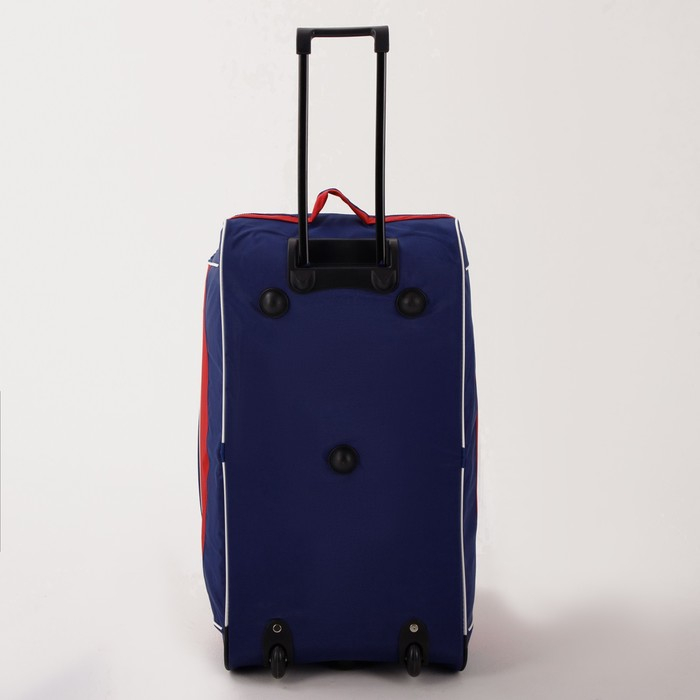 Сумка дорожная на колёсах, отдел на молнии, отдел для обуви, 3 наружных кармана, длинный ремень, цвет красный/синий Сумка дорожная на колёсах, отдел на молнии, отдел для обуви, 3 наружных кармана, длинный ремень, цвет красный/синий