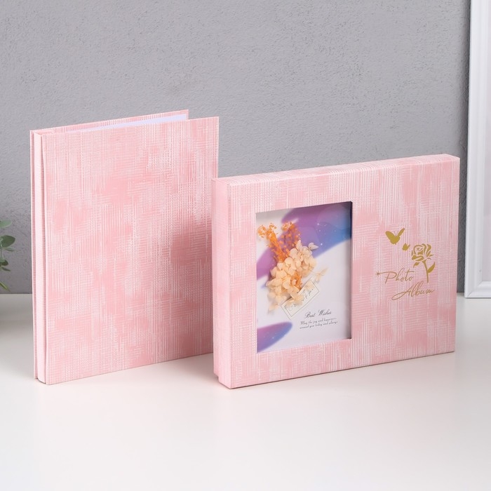 Фотоальбом на 200 фото 10х15 см Фотоальбом на 200 фото 10х15 см "Букетик в рамке" в коробке МИКС 4,5х20,5х26,5 см