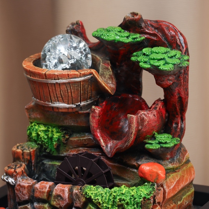 Фонтан Фонтан "Водопад из бочек под деревом" 28х23 см (с подсветкой)