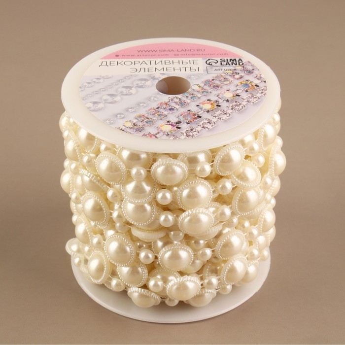 Жемчуг на нитях, плоский, 12 мм, 9 ± 1 м, цвет молочный Жемчуг на нитях, плоский, 12 мм, 9 ± 1 м, цвет молочный