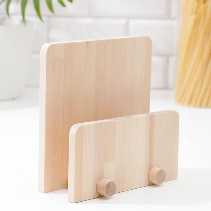 Нaбор разделочных досок на подставке Доляна, 3 шт: 35×22 см, 32×20 см, 31×18 см, массив берёзы