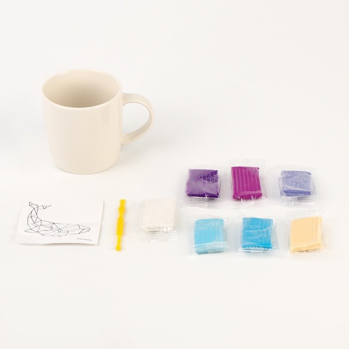 Набор для декора кружки полимерной глиной. Лепка на кружке «Полигональный кит» Набор для декора кружки полимерной глиной. Лепка на кружке «Полигональный кит»