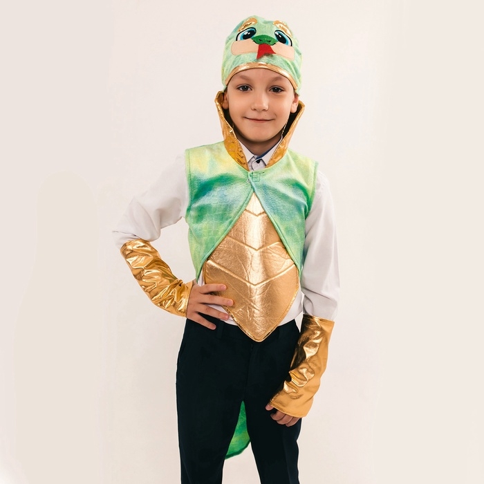 Карнавальный костюм детский «Новогодний змей»: жилетка, нагрудник, шапка, нарукавники, рост 116-128 см Карнавальный костюм детский «Новогодний змей»: жилетка, нагрудник, шапка, нарукавники, рост 116-128 см