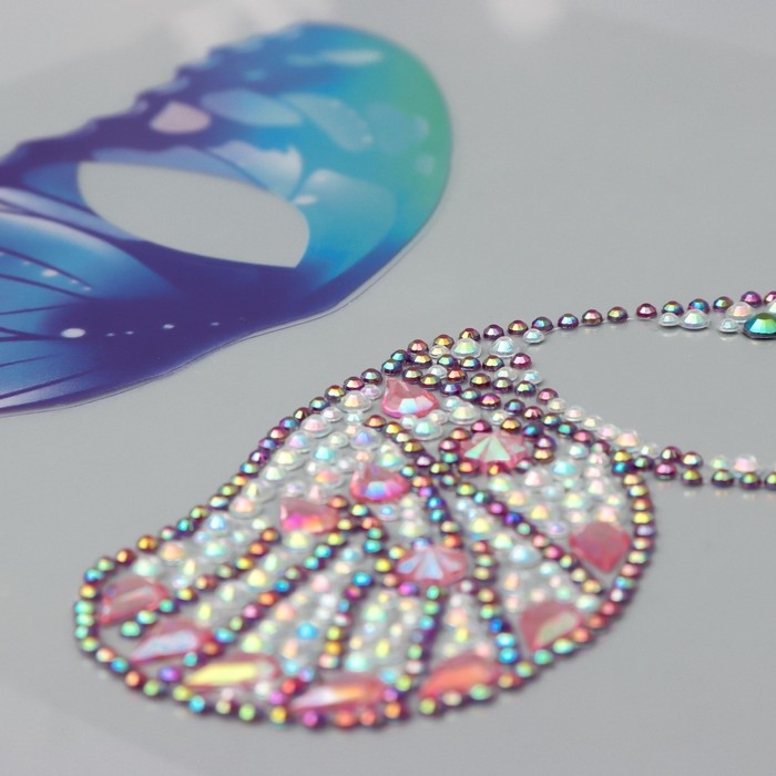 Наклейка пластик стразы Наклейка пластик стразы "Пара крыльев розовой бабочки" 16х17 см